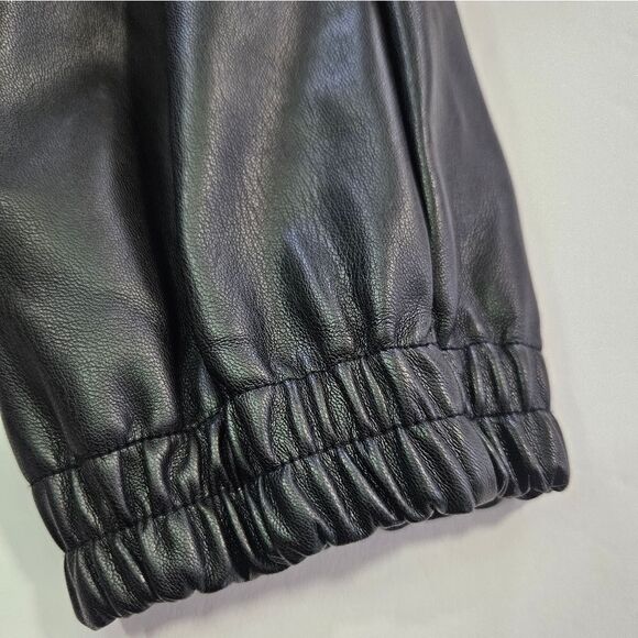 NWT ZARA High Rise Faux Leather Pull On Elastic Waist Soft Black Joggers Pants M - Picture 8 of 8